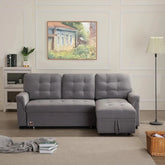 Modern 5 Seater L-Shape Sofa Cum Bed with Comfort Cushion - Wooden Twist UAE